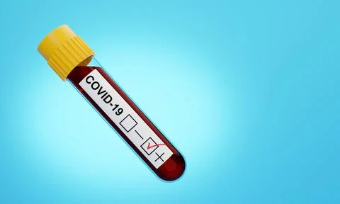 3D render of coronavirus and positive covid-19 test. Illustrazione stock