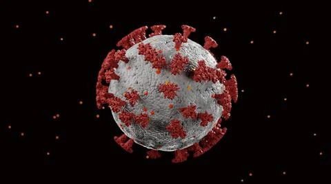 3D Render Coronavirus cells or bacteria molecule. Virus Covid-19. Close-up of Stock Illustration