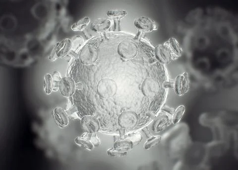3D render of Coronavirus flu black and white Stock Illustration