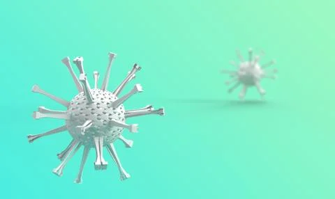 3d render of coronavirus model in cyan gradient background with space for text Stock Illustration