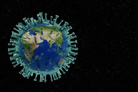 3D render of coronavirus surrounding planet earth Stock Illustration