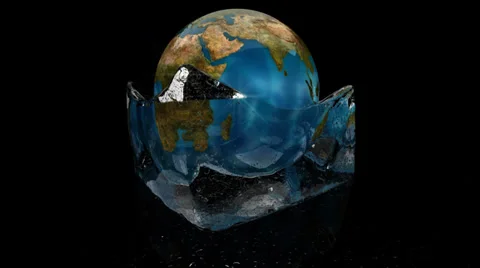 3D render of correct rotating planet earth within melting ice - global warming Vídeos de archivo 32963099