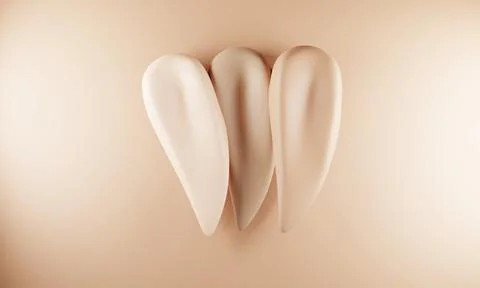 3d render. Cosmetic foundation smudges. Makeup concealer drops. Beige female Stockillustratie