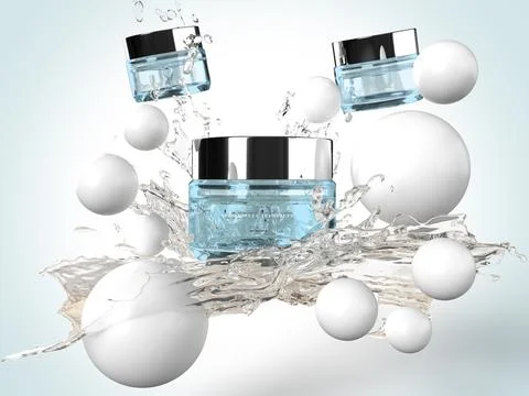 3D render Cosmetic product or serum in Blue background.Science Concept for .. Illustration