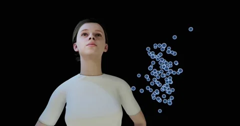 3d render of coughing with virus as airborne transmission Stock Footage 157779353