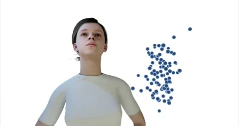 3d render of coughing with virus as airborne transmission Stock Footage 157826068