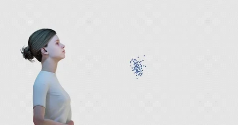 3d render of coughing with virus as airborne transmission Video stock 157850994