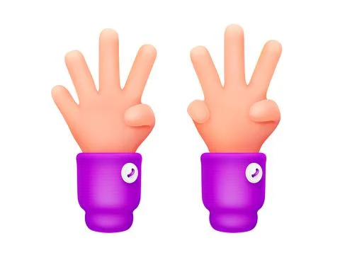 3d render, counting human hands, three and four Stock Illustration