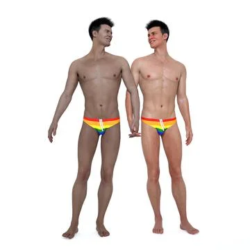 3D Render : couple of guy who has same sex relationship, LGBT Stock Illustration