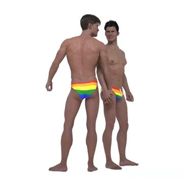 3D Render : couple of guy who has same sex relationship, LGBT Stock Illustration