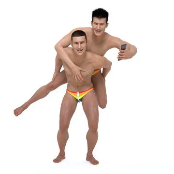 3D Render : couple of guy who has same sex relationship, LGBT Illustrazione stock