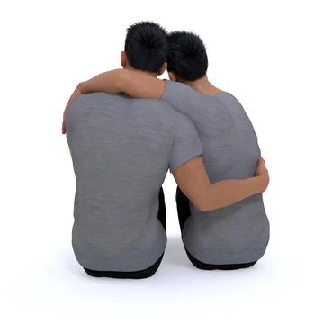 3D Render : couple of guy who has same sex relationship, LGBT Stock Illustration