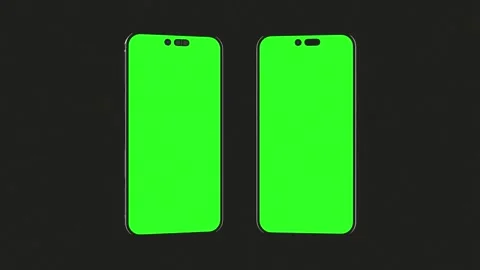 3d render of couple of smartphones, two mobile phones chroma key Stock Footage 308238499