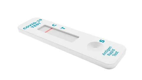 3d render of a covid 19 antigen rapid test with a negative test result Illustrazione stock