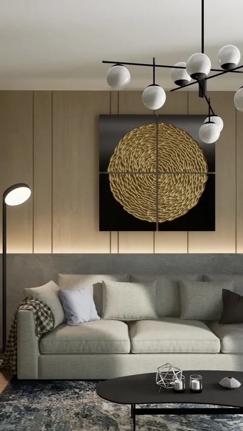 3D-render. A cozy place in the interior with a sofa and an armchair. Stock Footage 265064227