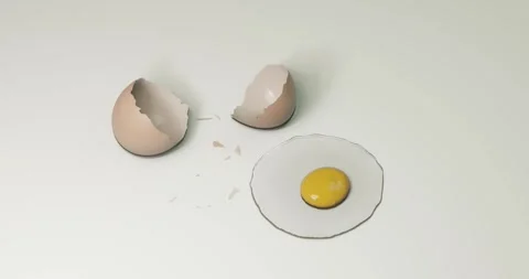 3d render cracked raw dropping egg for nutritious or breakfast Stock Footage 259143632