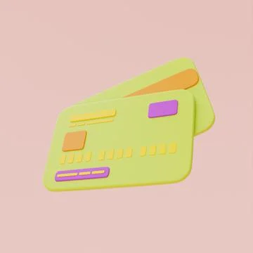 3d render credit card isolated on pastel background, minimal design,3d render Stock Illustration