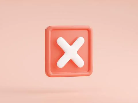 3d render cross mark isolated icon, error X symbol Stock Illustration