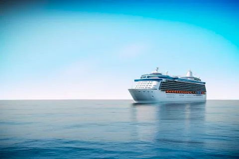 3d render of cruise ship on perfect blue sea Stock Illustration