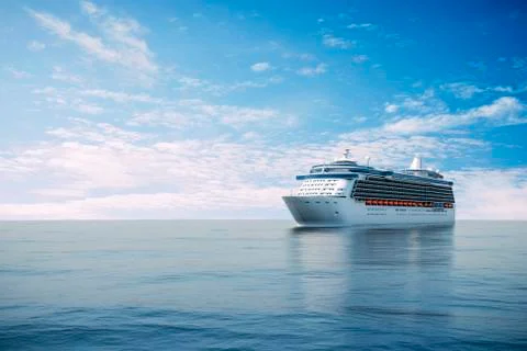 3d render of cruise ship on perfect blue sea Stock Illustration