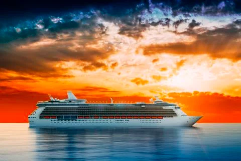 3d render of cruise ship on perfect blue sea Stock Illustration
