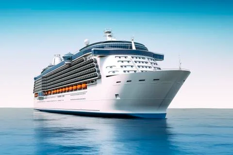 3d render of cruise ship on perfect blue sea Stock Illustration