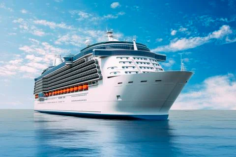 3d render of cruise ship on perfect blue sea Stock Illustration