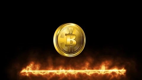 3d render cryptocurrency bitcoin illustration on fire Stock Footage 273073132