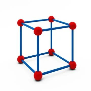 3d render of cube with balls at the corners Stock Illustration