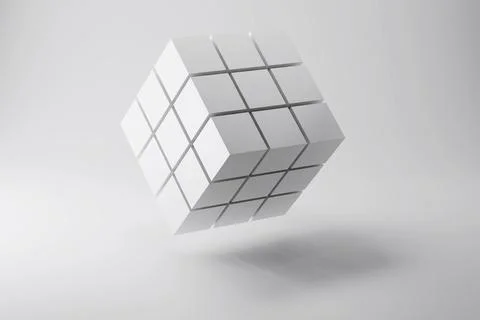 3d render of cube made of small blocks. Abstract background. Business concept Stock Illustration