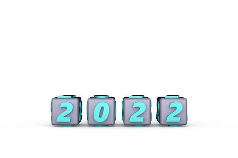 3d render cubes with included numbers of the year 2022 with copy space to insert Stock Illustration