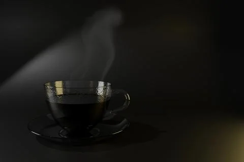 3d render of cup of hot black coffee Stock Photos