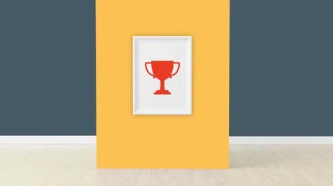 3d render, cup sign on frame Stock Illustration