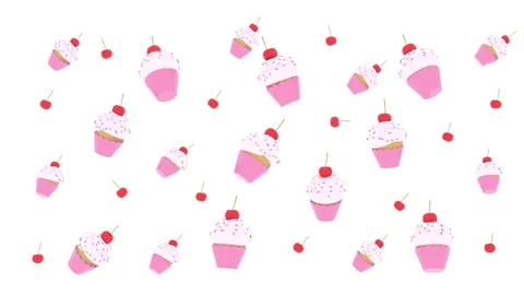 3d render cupcakes and cherries animation Stock Footage 169409422