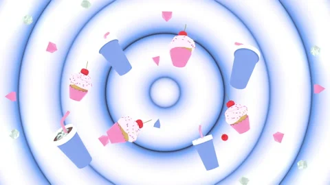 3d render cupcakes and fizzy drinks background animation Stock Footage 168897367