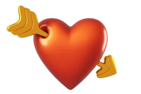 3D render of Cupid Heart Arrow shape isolated on white background. Stock Illustration