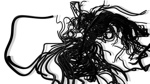 3d render. Curl noise on white background. AI signals. Concept of neural network Stock Illustration