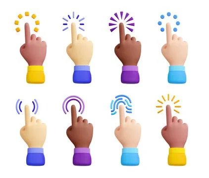 3d render cursor hands with different skin colors Stock Illustration