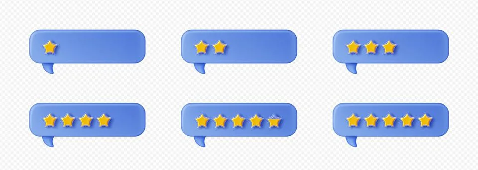 3d render customer feedback stars in speech bubble Stock Illustration