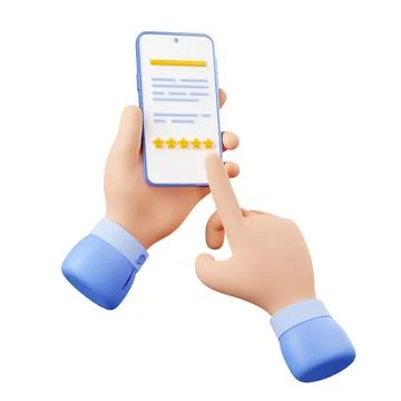 3d render customer leave feedback on phone screen Stock Illustration