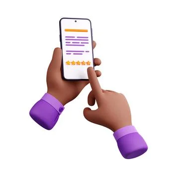 3d render customer leave feedback on phone screen Stock Illustration