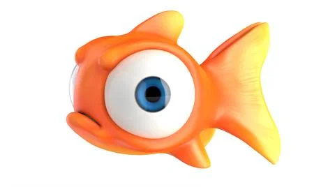 3D render of Cute angry Gold Fish Illustrazione stock