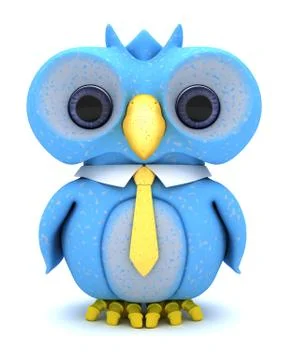 3D Render of a Cute Blue Bird Character Illustrazione stock