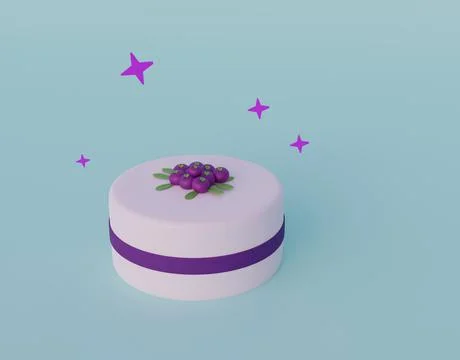 3d render cute cake with berry , greeting cards Stock Illustration