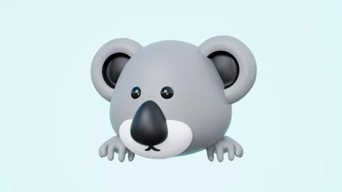 3D render of a cute cartoon koala bear peeking over an empty light blue. Ad.. Video stock 313025120