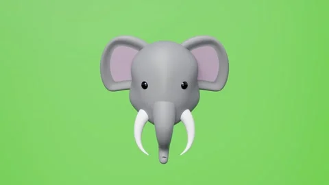 3D render of a cute gray elephant head with white tusks and black eyes, mou.. Stock Footage 313025117