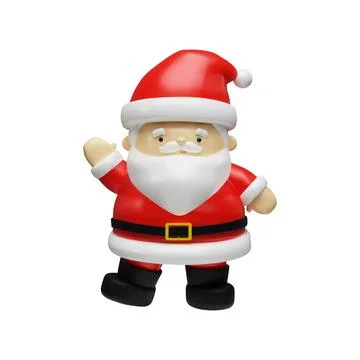 3d render cute Santa Claus in clay style Stock Illustration