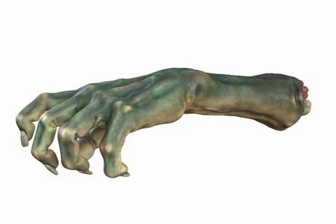 3D render of cutted Zombie hand, Halloween theme. Stock Illustration