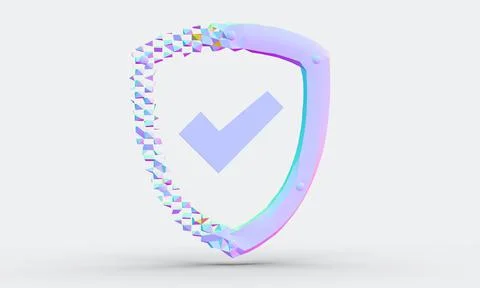 3D render of cybersecurity and information or network protection symbol Stock Illustration