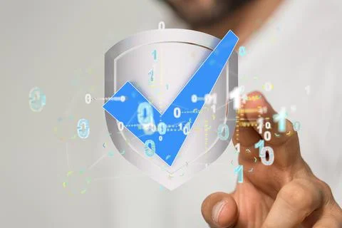 3D render of a Cybersecurity of digital network systems with computer securit Foto stock